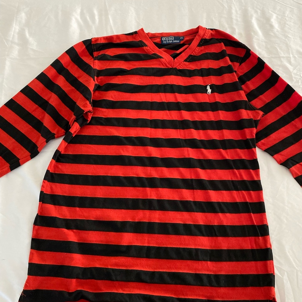 Ralph Lauren Orange and Black Long Sleeve Tee